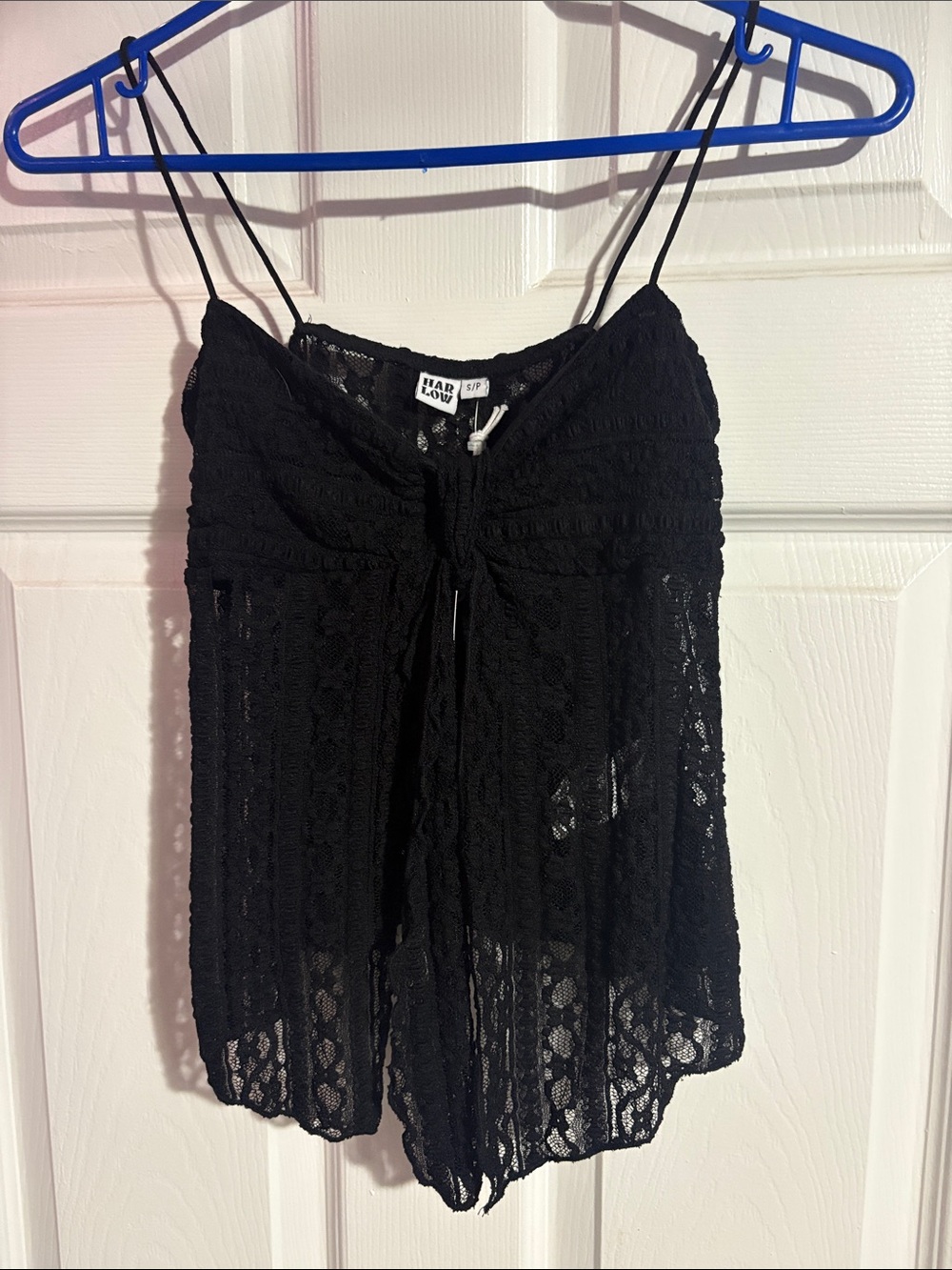 Small Harlow Black Lace Tie-Front Camisole